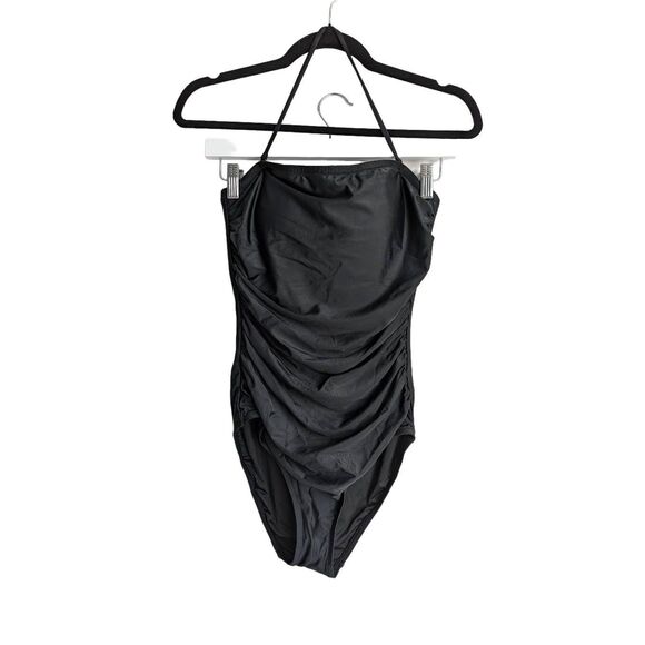 J Crew Ruched one piece black swim suit size 6 - Picture 2 of 11